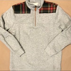 Super Soft 1/4 Sweatshirt w/ Plaid Shoulder Detail